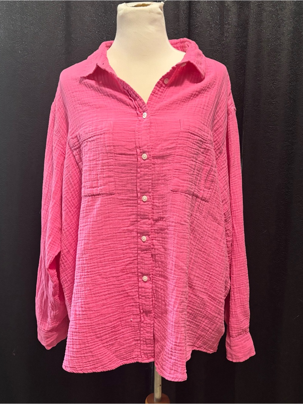 GAP Hot Pink Gauze Button-Down Shirt
